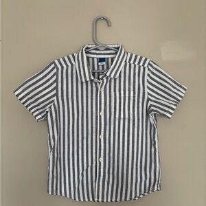 100% Cotton Old Navy Boys Short Sleeve Button-Down Shirt - White & Gray Stripes